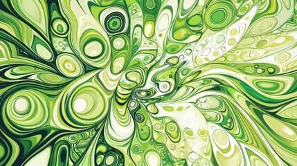 207. Doodle background, green and white, abstract patterns, open area, high dynamic range, natural light, tetradic colors, intense colors