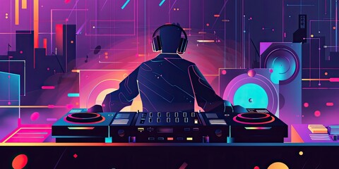 Wall Mural - Pop Art Style DJ Mixing Tracks