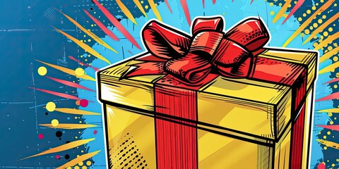 Canvas Print - Colorful Pop Art Gift Box Illustration