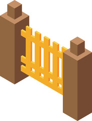 Poster - Yellow wooden gate providing security and privacy, perfect for architectural or design projects