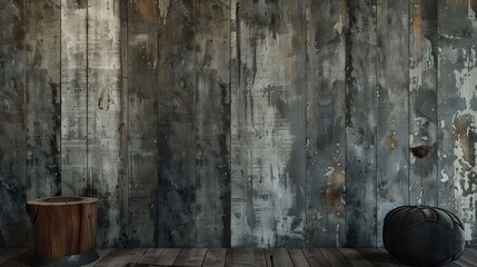 Wall Mural - Wall made of cement and aged wood