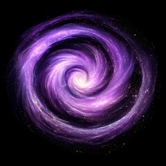 Wall Mural - A galactic purple spiral with sparkling stars set against a black background, capturing the enchanting beauty of the universe.