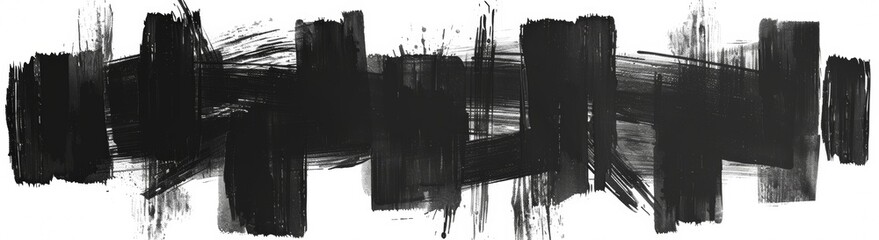 Wall Mural - Ink strokes over square frames. Grungy brushes set. Modern brush lines.