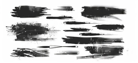 Wall Mural - Grunge Dirty Stylish Element. Set of Black Ink Strokes