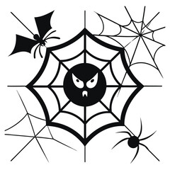 Spider Webs Halloween Elements Vector Illustration.