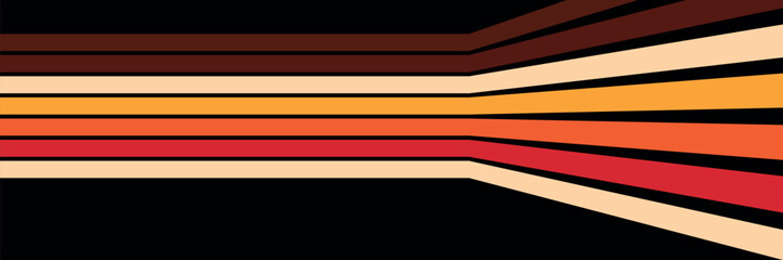 Poster - 70s retro abstract vector background. Colorful 1970s vintage grunge style wallpaper with lines, stripes, curved shapes. vector.