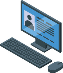 Poster - Computer is displaying a user profile with personal data on the screen, highlighting the concept of online privacy