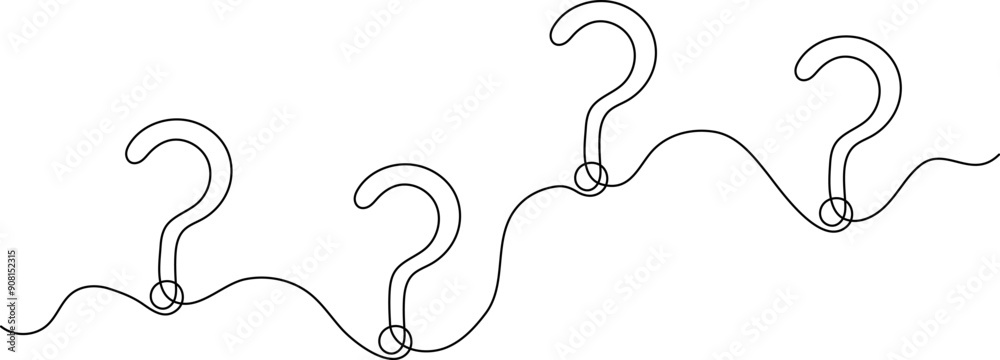 Question mark one line art, hand drawn asking sign, idea continuous ...