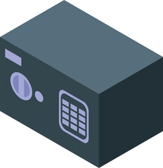 Poster - Modern bank safe deposit box is protecting money and valuables