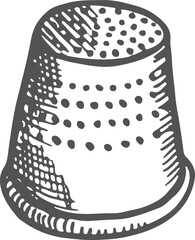Poster - thimble sketch. hand drawn metal sewing tool
