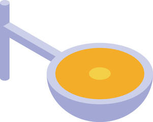 Poster - Round street light illuminating with yellow light, isometric icon