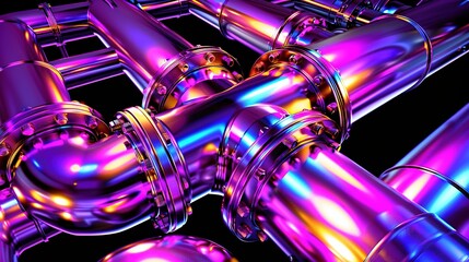 Wall Mural -   A close-up of a metal pipe featuring a purple and blue design at its tip