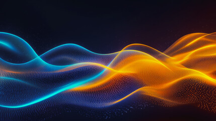 Blue luxury background with golden line decoration and curve light effect with bokeh, Innovation digital background electromagnetic wave background digital wave background information technolog