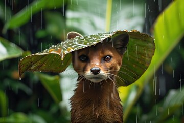 Poster -   A detailed image of a tiny creature with a foliage crown and a verdant setting as the backdrop