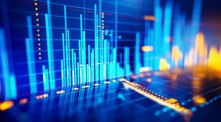 Wall Mural - Abstract finance background with colorful financial graphs and charts representing stock market data analysis and trading performance.