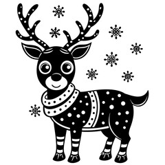 Wall Mural - cute and festive character reindeer vector illustration