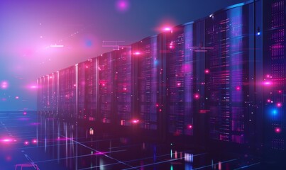 Abstract technology big data background concept. Transferring and storing big data sets. Distributed block chains, servers, high-speed internet