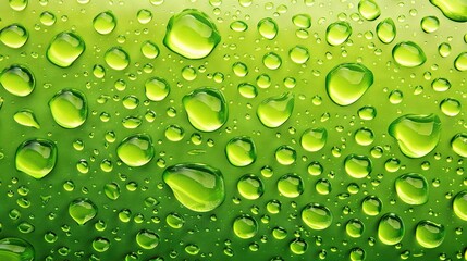 Wall Mural - a clear photo of water droplets on green grass surrounded by a blue sky