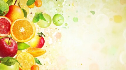 Canvas Print - Fresh Fruit Splash: Vibrant Citrus and Apple Collage - A lively collage of fresh fruit, symbolizing health, vitality, and the joy of summer. Apples, oranges, grapefruits, and limes create a colorful a