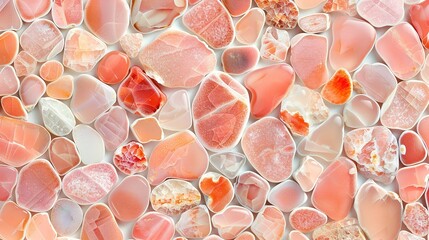 Wall Mural -  A close-up of pink, orange rocks and corals, with multiple corals in the foreground