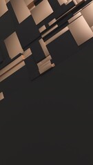 Aufkleber - Black and golden moving tessellated rectangular surface. Abstract background with wobbling scaling fragmented tiles. 3D Motion design pattern with loop animation and place for text. Vertical video