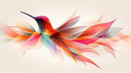 Poster -   A vibrantly hued hummingbird gracefully glides through the air, displaying its exquisitely adorned wings and brilliantly colored plumage covering its entire form