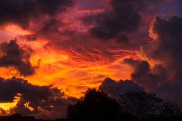 Sunset with red and purple skies