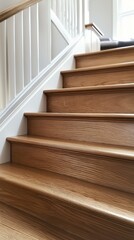 Wall Mural - Wooden stairs in the modern interior, closeup