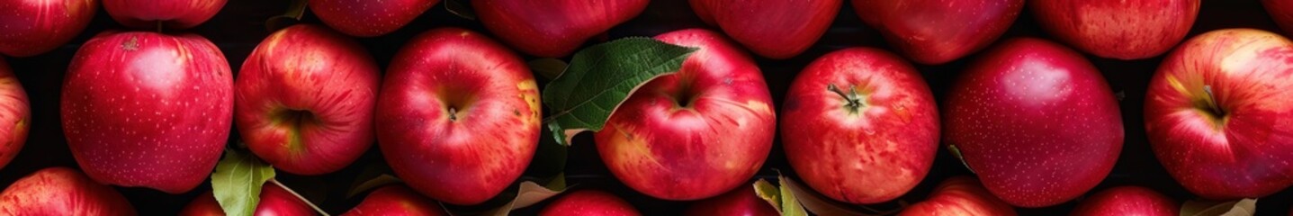 Fresh red apples, top view, vibrant and plentiful.