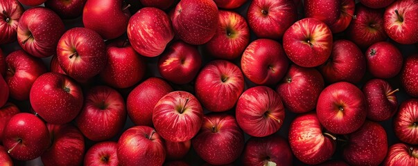 Fresh red apples, top view, vibrant and plentiful.