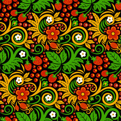 Poster - decorative floral pattern. seamless botanical flower ornament