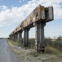 Anti-tank metal structure on the road