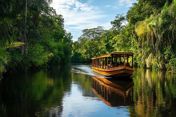 Sticker - boat on the river