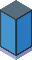Poster - Modern building exterior facade with blue windows, represented in an isometric icon style