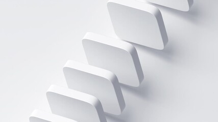 Fototapete - Abstract animation, rotating white blocks, 4k looping video, 3d render
