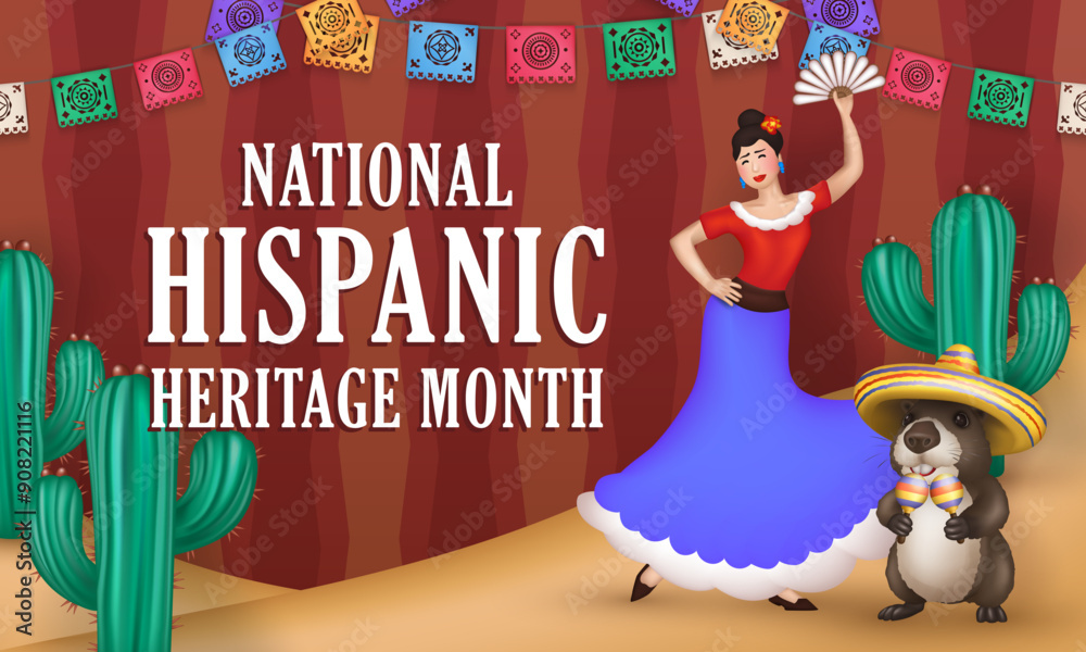 Colorful banner celebrating National Hispanic Heritage Month with ...