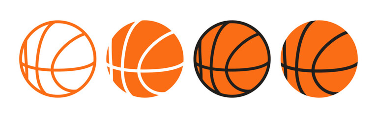 Wall Mural - Orange basketball ball icons. Set of basketball balls symbols.