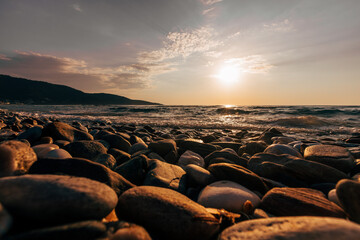 Wall Mural - a sunset on the sea beach