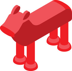 Poster - Red toy dog standing on four legs, a digital illustration on white background