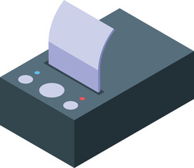 Poster - Electronic check printing machine is printing a blank receipt on white background