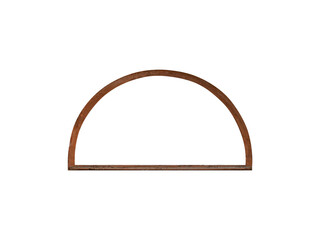 Wall Mural - Old brown wooden semicircle window frame with one sashes is isolated.