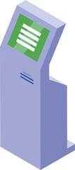 Poster - Modern payment terminal with green display showing processing information