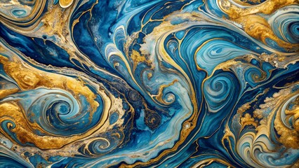 Poster - Whispers of the Past: A Blue and Gold Marble History Unraveled  Generative AI