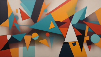 Wall Mural - Colorful minimal elegant art with triangles shapes