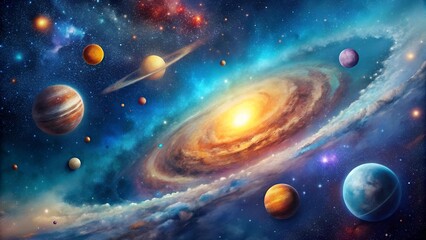 Wall Mural - Cosmic Canvas: A Painted Symphony of Stars and Light  AI Generated
