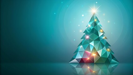 Wall Mural - Abstract Geometric Christmas Tree with Gradient Hues on Teal Background  generative AI