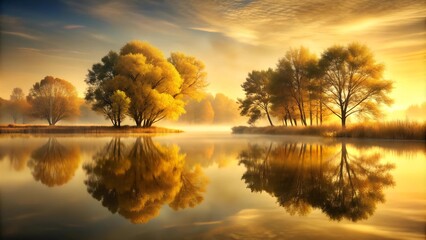 Wall Mural - Golden Pond: A Reflection of Serenity  generative AI