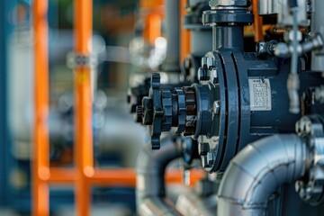 Poster - Close-up view of pipes and valves in a building, suitable for illustration of infrastructure or engineering concepts