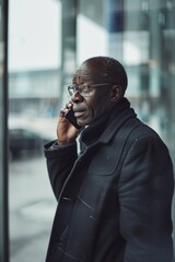 Poster - A person speaking on their mobile device, focused conversation