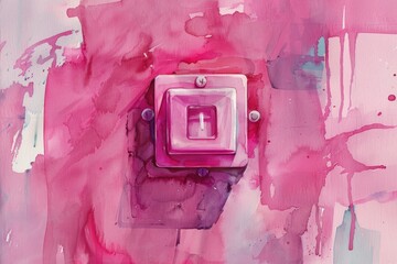 Poster - A close-up of a pink switch on a wall, often used in interior design or decoration